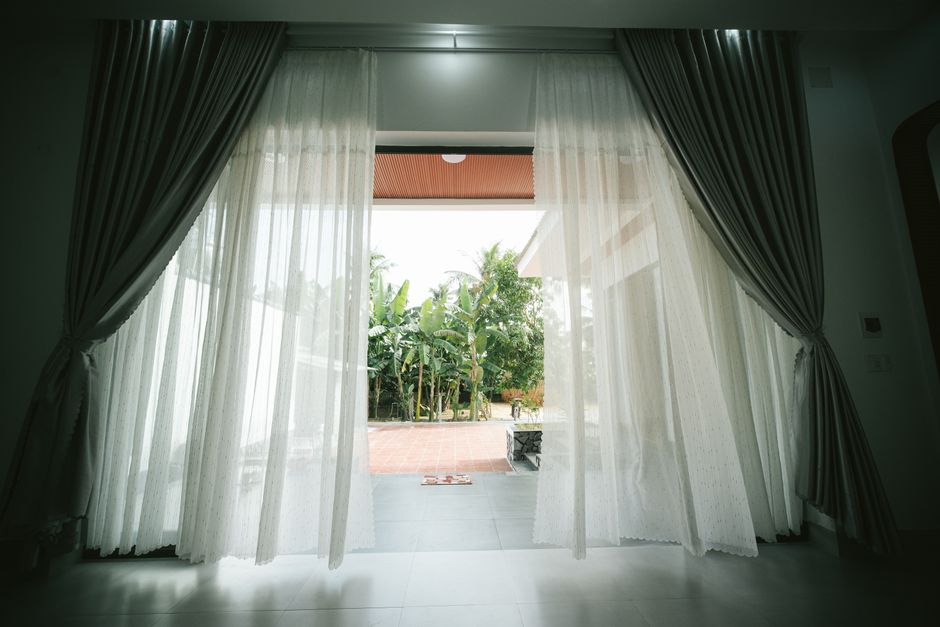 Glass french doors patio